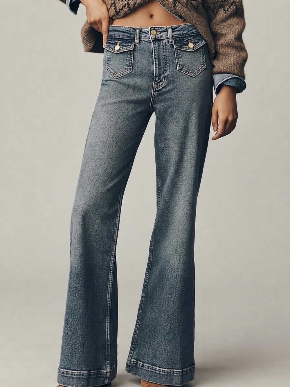 Anthropologie Pilcro Pocket High Rise  Flare Jeans Medium Wash Size 29P NWOT